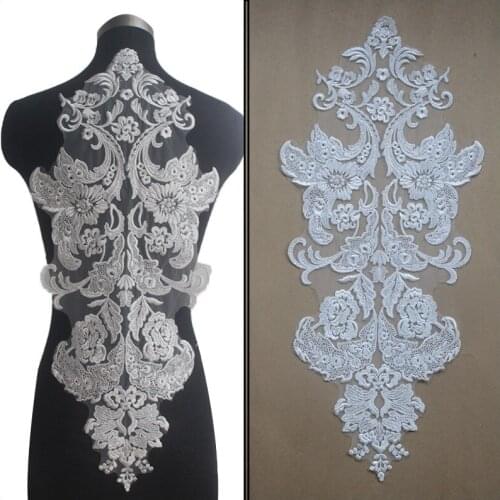 Oversized Embroidered Flower Wedding Dress Front Chest Lace Applique