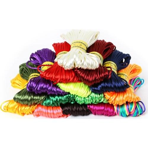 New Arrivals 2mm 20M/Bag Chinese Knot Cord Rattail Satin Braided String Mixed 29 Colors For DIY Jewelry Findings