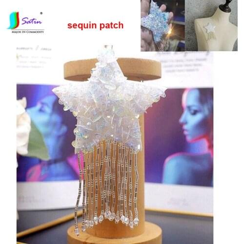 Clothes Wedding Dress Coat Handbag Hat Decoration Big Size Mermaid Star Sequin Fashion Tassel Patch
