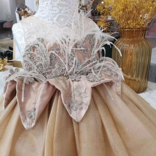 2-7Y Summer Vintage Lace Princess Spanish Lolita Turkey Feathers Ball Gown Bow Sleeveless Birthday Party Dress For Baby Girls