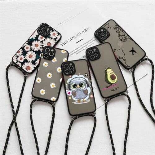 Necklace Lanyard Rope Case For iPhone 12 Pro Mini XS Max XR X 7 8 6 6S Plus 10 SE 2 Cover For iPhone 11 Pro Max Case Animal Bags