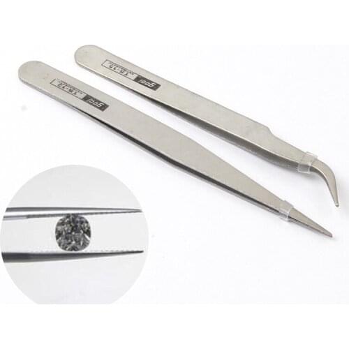 Excellent Quality Tweezers Bend+Straight Stainless Steel Industrial Anti-static Cross Tweezers Sewing Accessories Tools