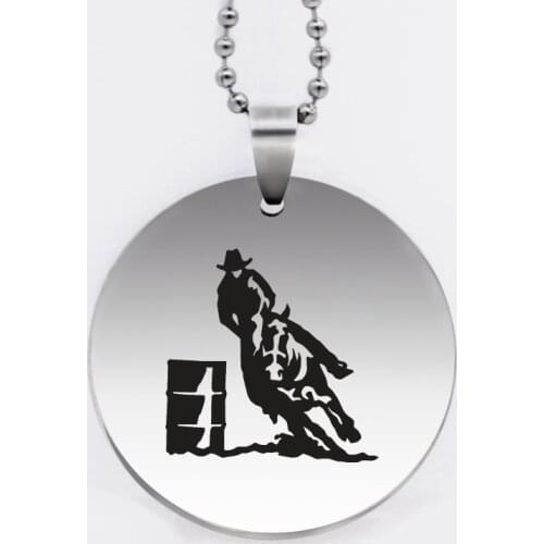 Ufine jewelry human riding horse pendant army card round disc stainless steel customed necklace N4523