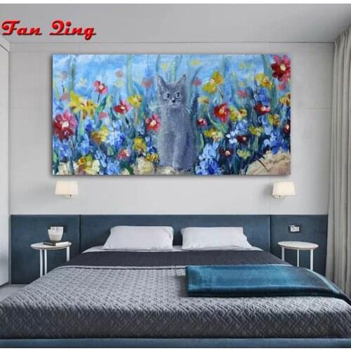 Full Square/Round Drill 5D DIY Diamond Painting "Cat & flower" Art drawing diamond Embroidery Cross Stitch 5D Home Decor Gift