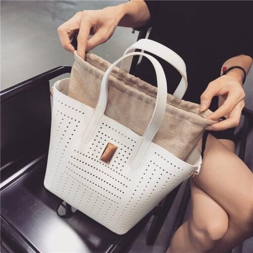 Casual Hollow Drawstring Women Handbags Designer Shoulder Bags Luxury Pu Leather Crossbody Bag Large Tote Summer Bucket Purses