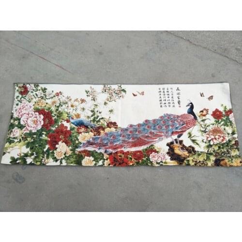 Hand-painted Chinese paintings, Peacock and Peony Embroidery of the Qing Dynasty in China, free shipping
