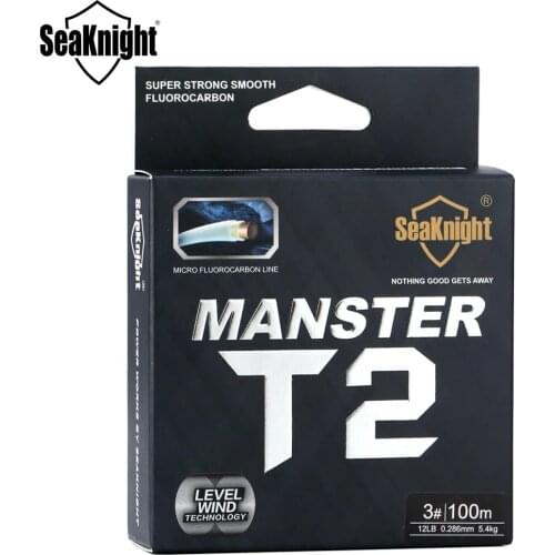 SeaKnight T2 Series 100M Fishing Line100% Fluorocarbon Line Double Fluorocarbon Structure Sinking Level 3-35LB