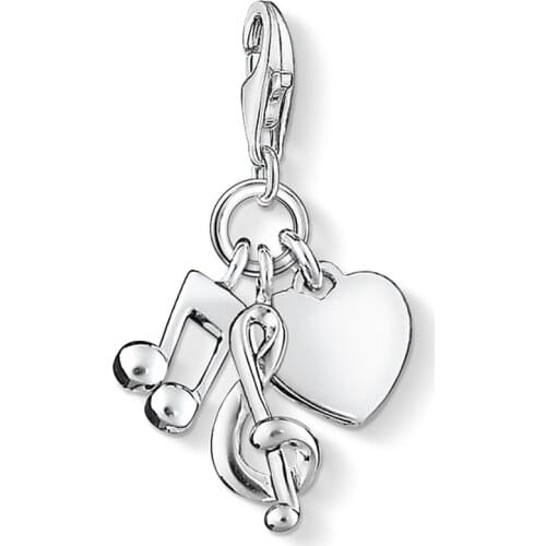 Silver Love Musical Note and Heart Charms Pendants Fit Bracelet Necklace Bag, Fashion Music Charm Jewelry Gift For Women Men