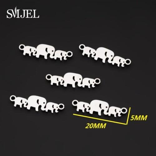 SMJEL Elephant Charms Stainless Steel Mom Baby Elephant Cute for necklace pendant charms diy jewelry making Family Gifts