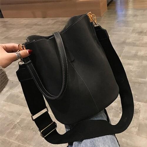Messenger Bag Women Bucket Shoulder Bag Large Capacity Matte PU Leather Solid Color Lady Handbag Luxury Designer Bolsos Mujer
