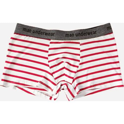 High Quality Men Boxers Cotton Male Underwear Breathable Mens Stripe Middle Waist Panties Sexy U Convex Man Shorts
