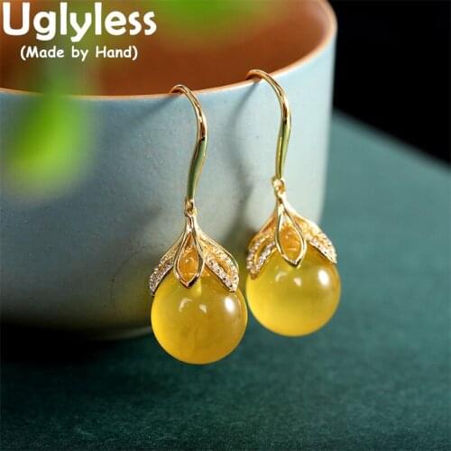 Uglyless Natural Big Pearls Eggplant Earrings for Women Hotan Jade Fruits Earrings Real 925 Sterling Silver Gemstones Brincos