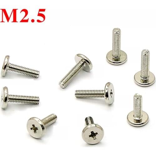 100Pcs CM2.5 Ni-plated Phillips Flat Thin Head Laptop Drive Screw Computer Repair Screw Length 8/9.5/10mm
