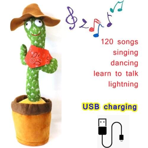Knitted Cloth Cactus Electronic Decoration Childrens Fun Gifts Early Education Toys Plush Will Sing 120 Songs Dancing Cactus