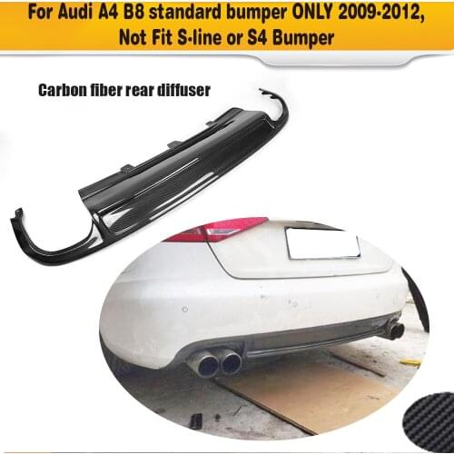 Carbon Fiber Car Rear bumper lip Spoiler diffuser With Exhaust For Audi A4 B8 Standard Sedan Only 2009 - 2012 4 outlet Black PU