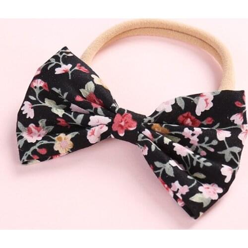 Dejorchicoco 1PC Baby Girls Flowrs Print Nylon Headbands Toddlers Baby Cotton Bow Head Bands Kids Girls Elastic Nylon Hair Wraps