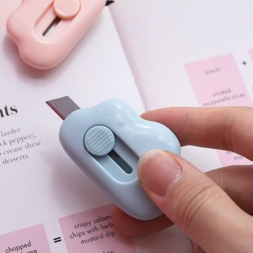1PC Lovely Solid Color Mini Portable Utility Knife Paper Cutter Cutting Paper Razor Blade Office Stationery
