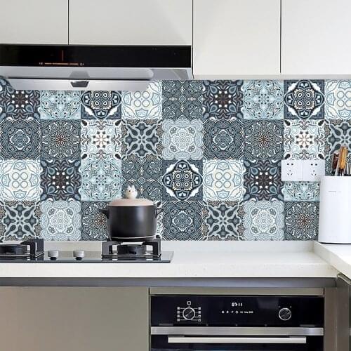 10pcs Retro Matte Surface Tiles Wall Sticker Transfers Covers Kitchen Floor Hard-wearing Home Room Wall Decoration Accessories