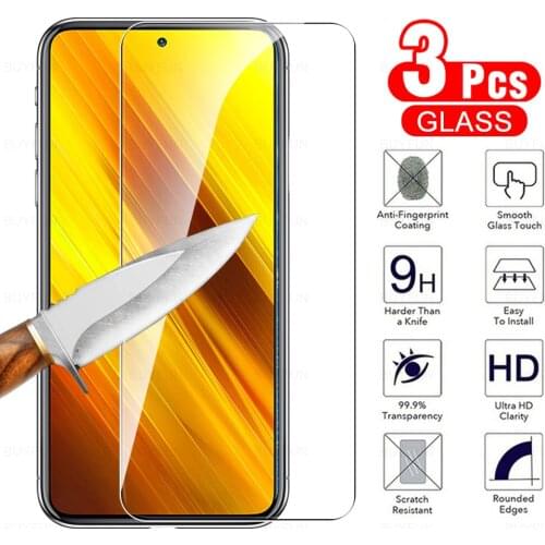 3pcs tempered glass front film for xiaomi poco x3 nfc scratch resistant glass for xiaomi poco x3 nfc m2007j20ct screen protector