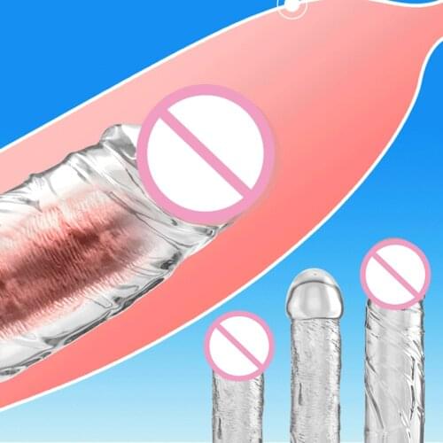 3 Types Transparents Penis Sleeve Reusable Condoms Sex Toys For Men Delay Ejaculation Dildo Enhancer Enlargement Intimate Goods