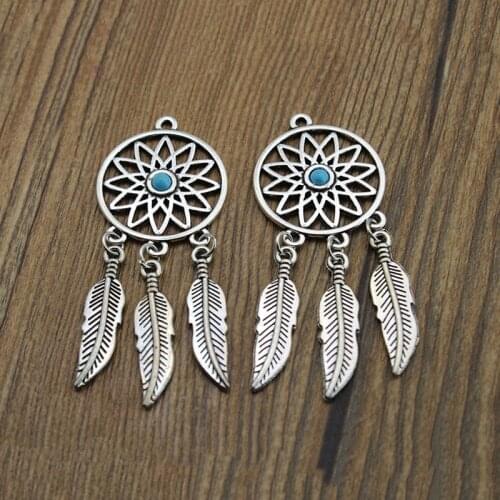 4pcs Leaf Charms Jewelry Findings Native Dream Catcher Connector Antique Making Pendant fit,Tibetan Silver,DIY Handmade Jewelry