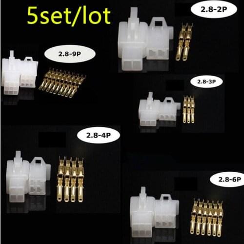 5set /lot 2.8mm 2/3/4/6/9 Automotive 2.8 Electrical wire Connector Male Female cable terminal plug Kits ebike