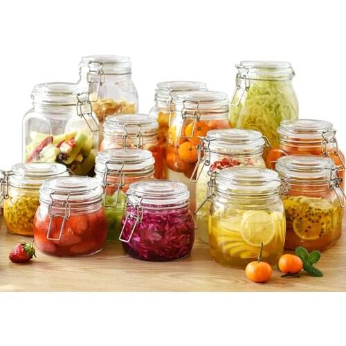 750-2500 ml Lead-free Glass Storage Sealed Tank Mini Kimchi Jar Honey Bottle Food Pickling Container Pickle Jars Pickled Bottles