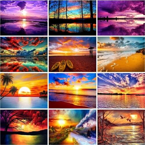 Full Square/Round Drill 5D DIY Diamond Painting Sea Sunset Landscape Embroidery Cross Stitch Home Decoration Gift
