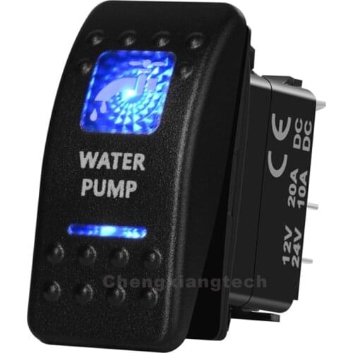Marine Grade Car Boat 12v/24v Blue Led 5 Pin on-off SPST Rocker Switch WATER PUMP WATERPROOF