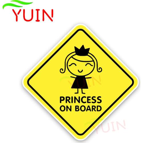 PRINCESS ON BOARD Car Sticker Fashion Crown Girl Cars Accessories Personalized PVC Decorative Waterproof Sunscreen Decal 13*13cm