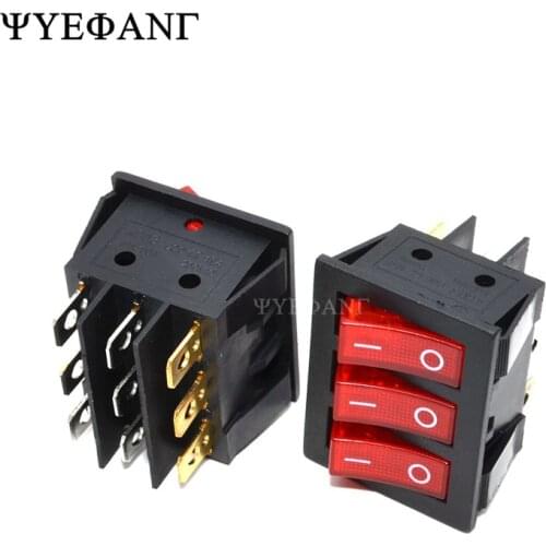 KCD3 34*40 Big Rocker Switches With Red Ligh Three-Way Switch 9 Pin 2 Position multi-knife single-throw 16A/30A 250V AC ON-OFF