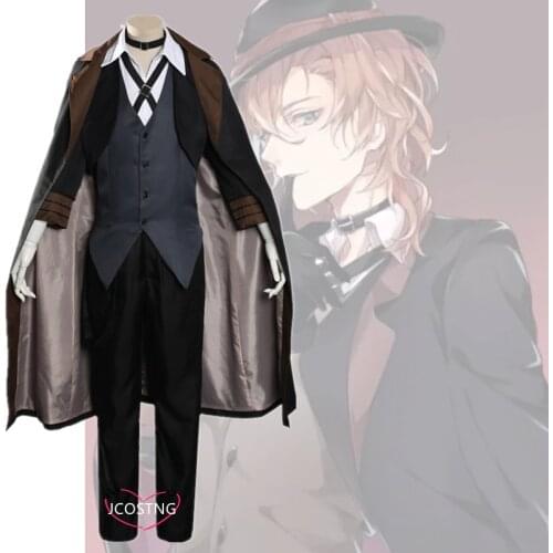 Bungou Stray Dogs Men Women Nakahara Chuuya Cosplay Costume Wig Hat Glove Jacket Pants Female Chuya Nakahara Cosplay Suit