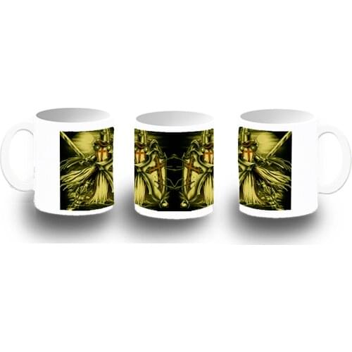 MERCHANDMANIA Cup photoluminescent MEDIEVAL Templar Knight glow dark personalized washable cafe gift