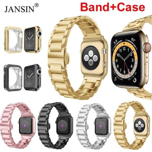 Case+Stainless Steel Strap For Apple Watch 6 5 4 3 2 1 Band 38mm 42mm Bracelet Band for apple watch Series 6 SE 44mm 40mm Strap