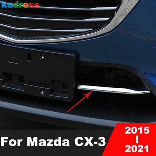 Chrome Front Bottom Bumper Protector Lower Moulding Grill Grille Hood Cover For Mazda CX-3 2015-2017 2018 2019 2020 Accessories