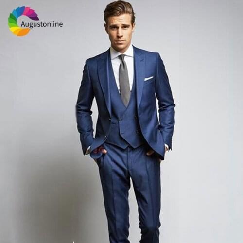 Double Breasted Men Suits Wedding Groom Tuxedos Man Suit for Marriage Slim Fit Terno Masculino 3Piece Jacket Pant Vest Costume