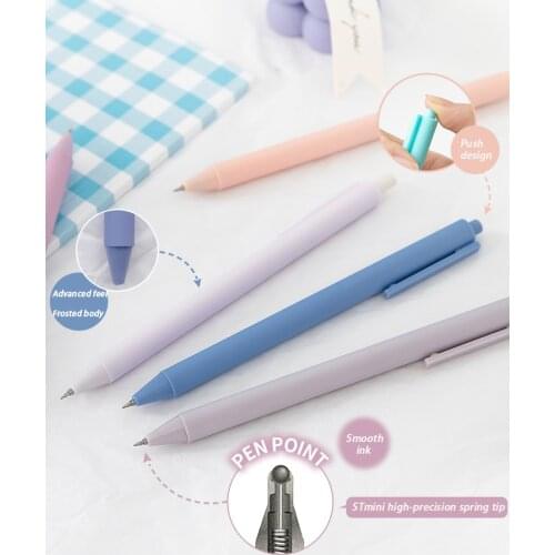 5pcs/Set High-Value Press Gel Pen Cute Large-Capacity Student Exam Pen Ins Japanese Suit Black Signature Pen Stationery Supplies