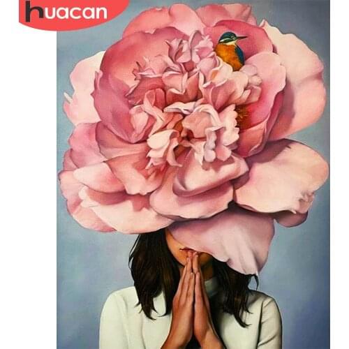 HUACAN Flower Girl Coloring By Number Portrait DIY Gift Painting By Numbers Drawing On Canvas Home Decoration Diy Frame 40x50cm
