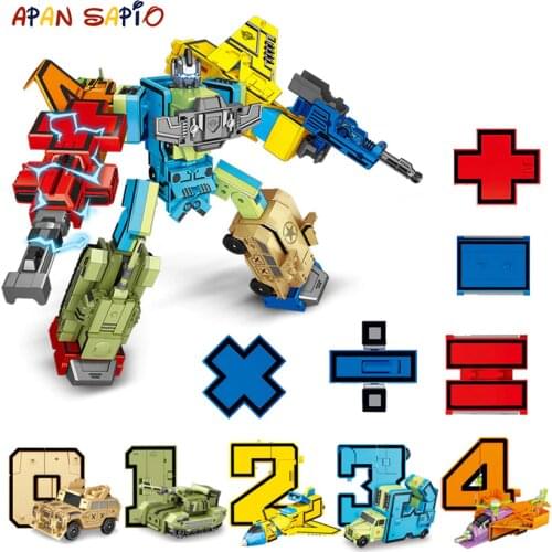 10PCS Transformation Number Robot Toy Building Blocks Deformation Pocket Morphers Educational Action Figure Toy for Children