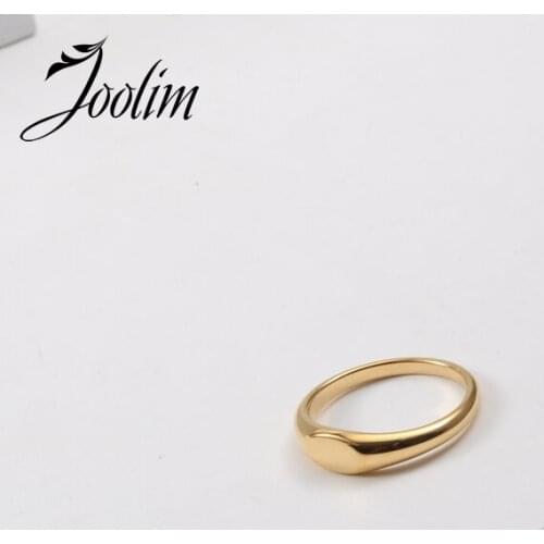 Joolim High End 18K Gold PVD Symple Curved Smooth Rings for Women Stainless Steel Jewelry Wholesale
