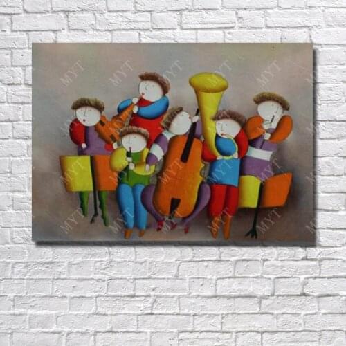 Cartoon Painting Children Play Music Wall Pictures Modern Canvas Art Painting for Home Decoration Chinese Wall Art No Framed