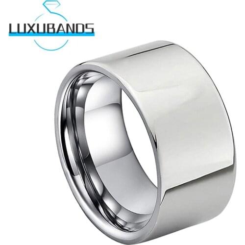12MM Tungsten Carbide Rings For Men Wemen Pipe Cut Engagement Wedding Bands Polished Finished Comfort Fit