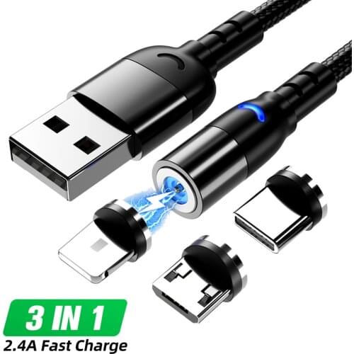 2M Magnetic Micro USB Cable For iPhone 7 8 Samsung Android Fast Charging Magnet Charger USB Type C Cable Mobile Phone Cord Wire