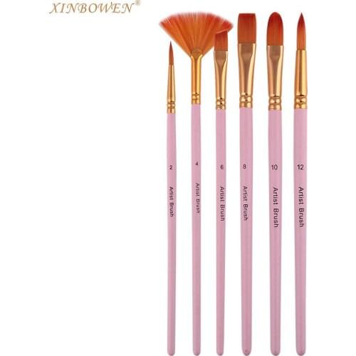 Childrens painting 6 gouache watercolor acrylic brushes set, painting materials, art supplies, multi-purpose brushes
