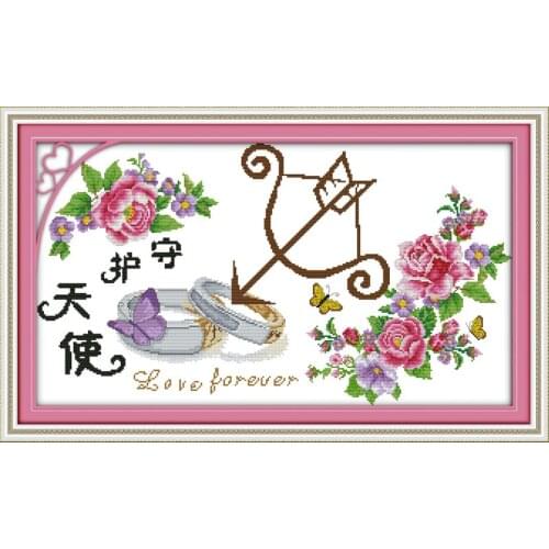 Guardian angel cross stitch kit flower 14ct 11ct printed fabric canvas stitching embroidery DIY handmade needlework