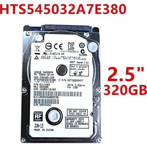 New HDD For Hgst 320GB 2.5" SATA 6 Gb/s 8MB 5400RPM 7MM For Internal Hard Disk For Notebook HDD For HTS545032A7E380