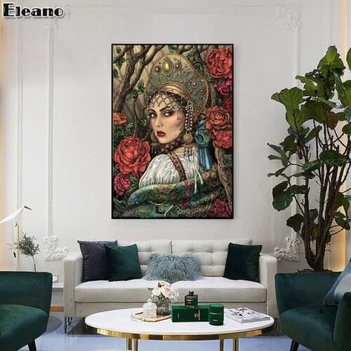 Canvas Print Woman Abstract Art Poster Red Flowers and Branches Canvas Painting Living Room Wall Classic Modern Art Painting