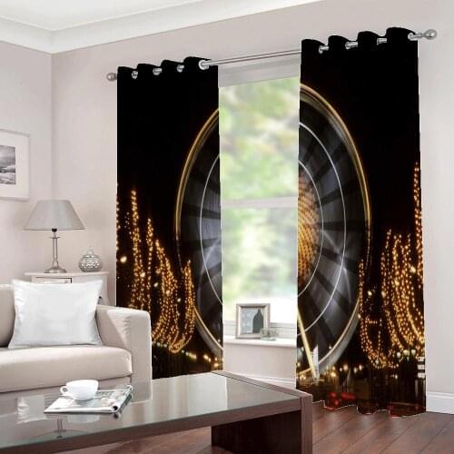 Personalized creative Beautiful night scenery photo window curtain Digital Print For Living room Bedroom Half-Blackout Drapes