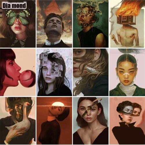 Full Square/Round Abstract Faces Diamond Painting 5D Diamond Embroidery Modern Art Mosaic Rhinestone Picture Home Decoration