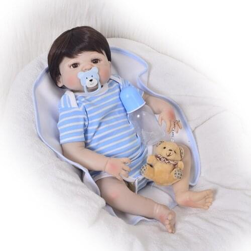 23inch Full silicone Reborn Dolls Lifelike Baby Newborn Fashion Doll bb reborn boy doll Christmas Gift New Year play house